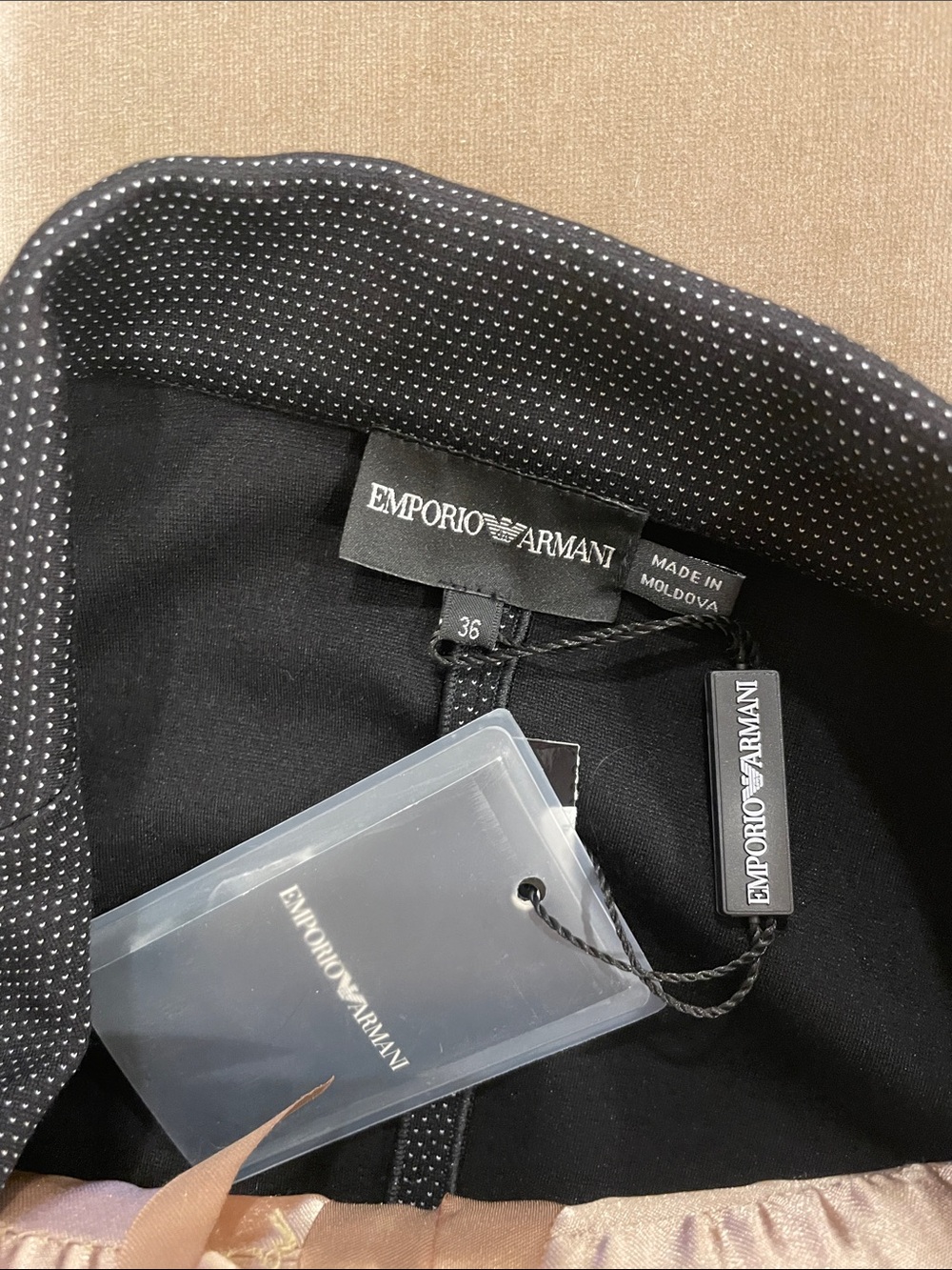 Emporio Armani Black Lightweight Shirt Jacket with Subtle Dot Lining